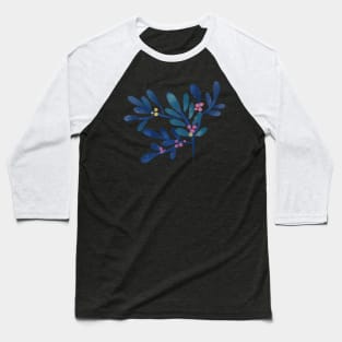 botanical blue leaves mimosa flower in pink Baseball T-Shirt